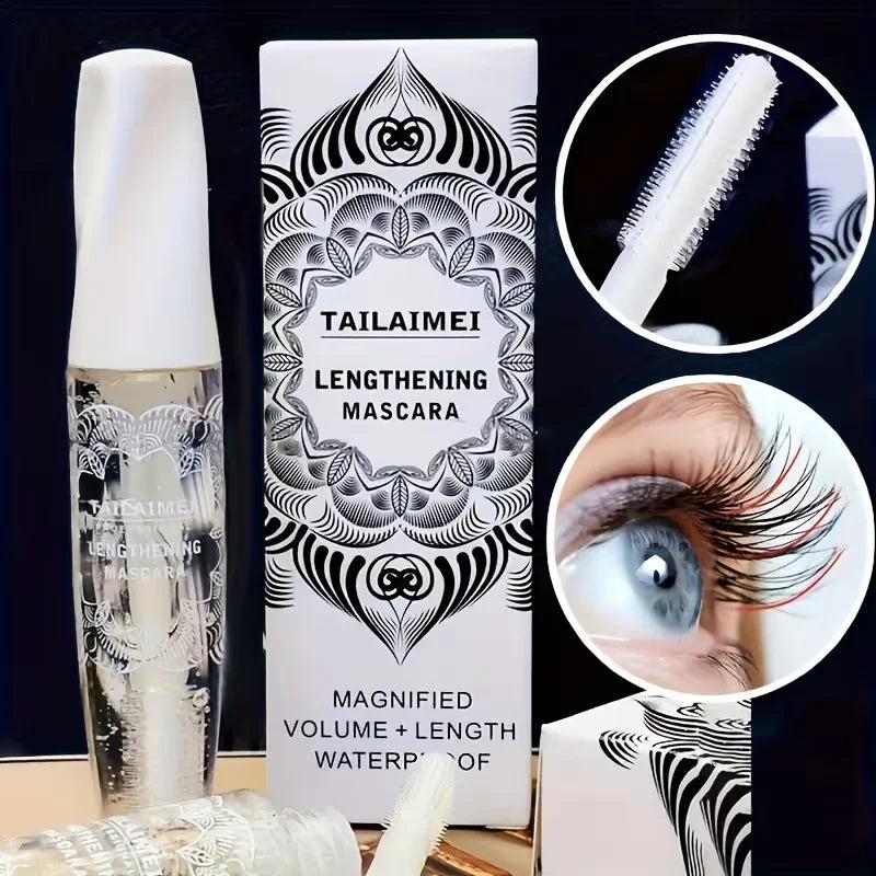 Rímel de alongamento transparente, rímel de alongamento de cílios nutritivo à prova d'água aprimorado 3D, de longa duração e à prova de manchas
