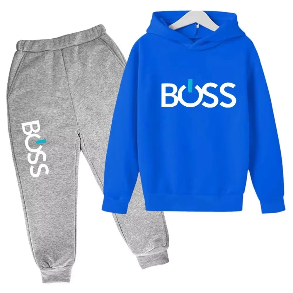 Streetwear nova primavera e outono crianças conjunto com capuz meninos meninas casual manga longa com capuz topos + calças esportivas 2-14 anos de idade