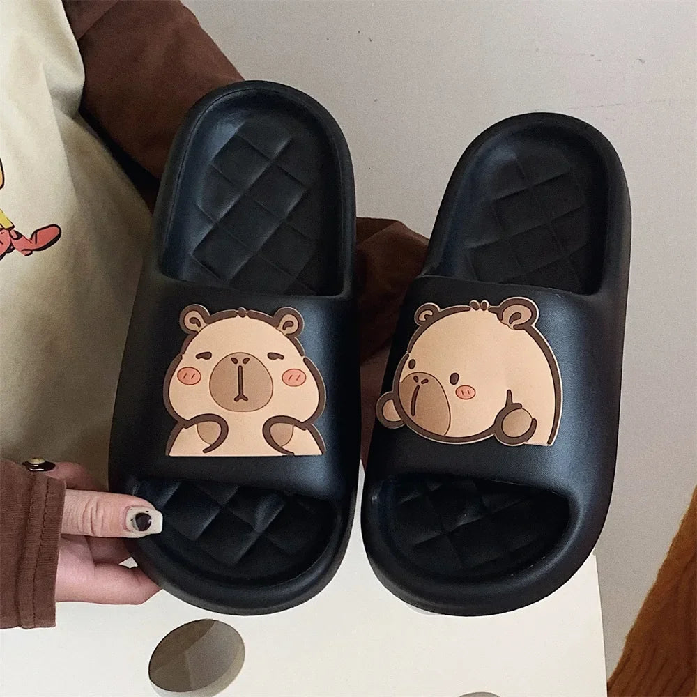 Capivara flip flops feminino chinelo kapibara bonito nuvem sandálias verão praia slides casa quarto sapatos kawai plana feminino eva
