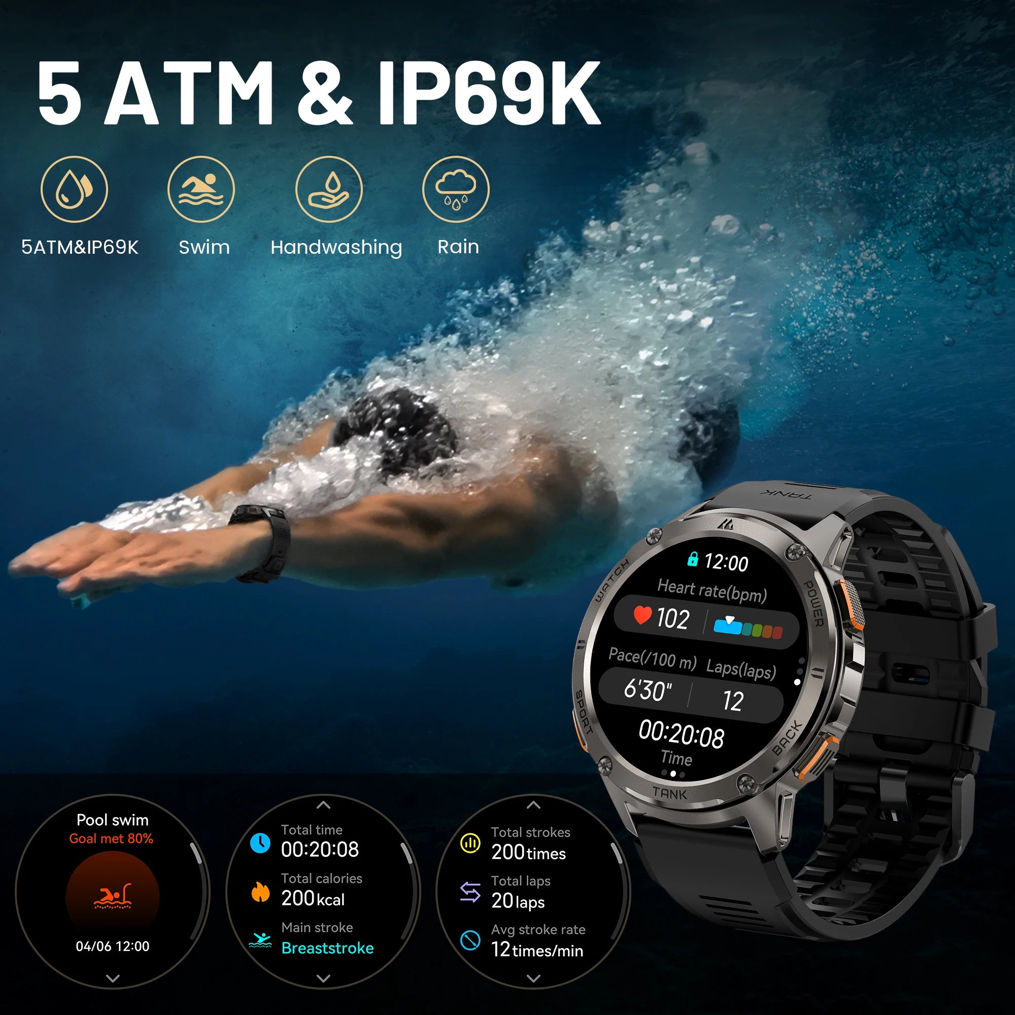 Original KOSPET TANK T3 Relógio Inteligente Para Homens Militar Smartwatch Mulheres Relógios de Fitness Digitais AMOLED AI Voz AOD Bluetooth