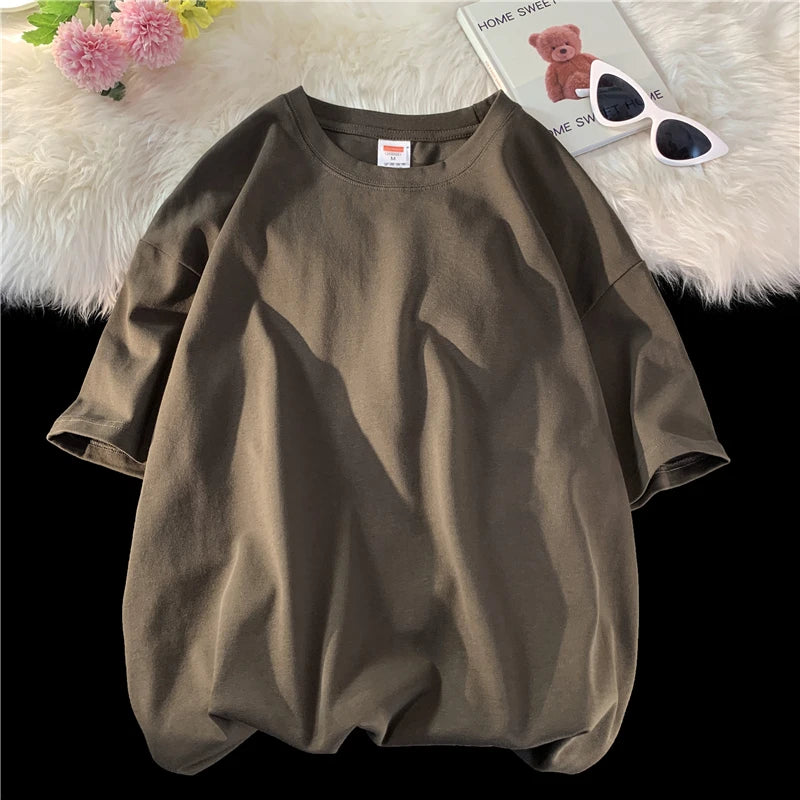 Camiseta de manga curta extragrande masculina, camiseta solta com decote em O, blusa de streetwear Hip Hop, camiseta de algodão, nova moda, verão, 5XL