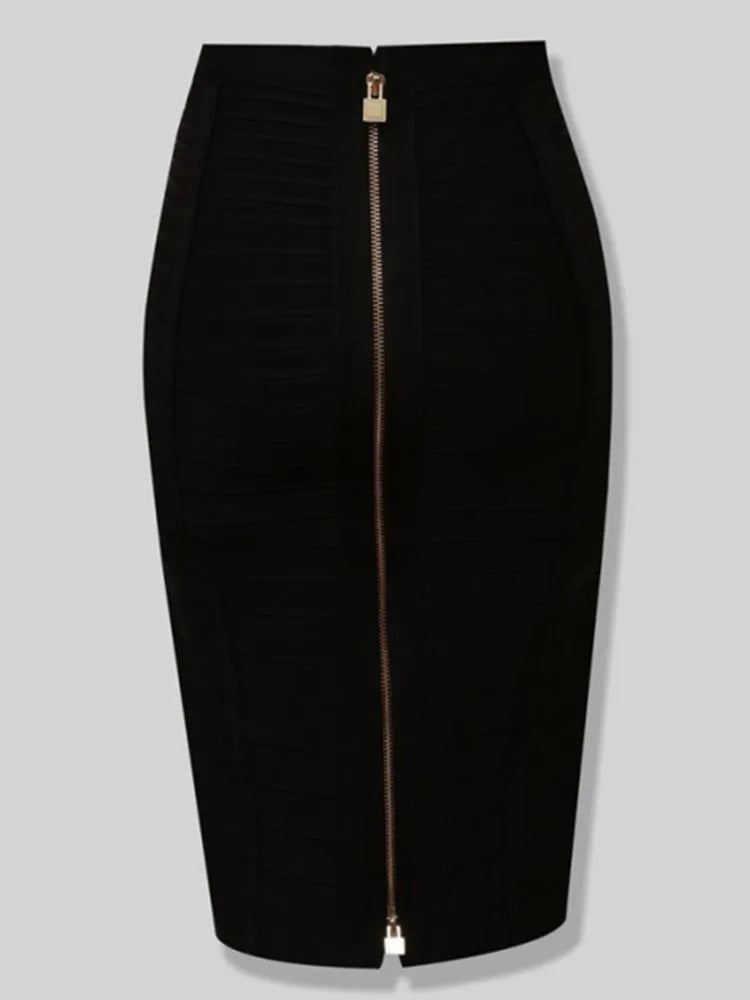 16 cores sexy sólido zíper laranja azul preto vermelho bandagem saia feminina elástica bodycon verão xl xxl lápis saias 58cm