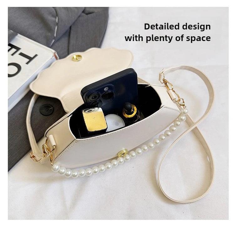 Francês pérola corrente bolsa feminina concha moda bolsa de ombro couro do plutônio bolsa embreagem novidade sólido chique hobo saco pequena mochila