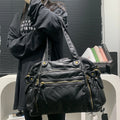 Moda feminina retro sacola de couro macio do plutônio grande capacidade bolsa de ombro y2k punk multi bolso crossbody bolsa