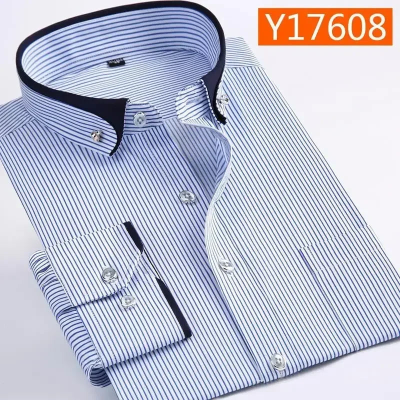 Nova chegada primavera comercial fácil cuidado camisa masculina oversize manga longa moda formal de alta qualidade plus size M-7XL8XL9XL