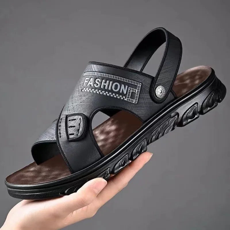 Sandálias de Praia Masculinas de Verão, Reforçadas, Antiderrapantes, Resistentes ao Desgaste, Respiráveis, para Dirigir, Material PVC, Calçados para Adultos