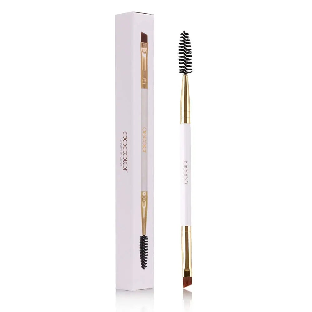Docolor Pincel Profissional Duplo para Sobrancelhas e Delineador Angular – Design Preciso para Contorno Perfeito e Aplicação Suave – Vegano, Cruelty-Free e Ideal para Maquiagem de Olhos Impecável