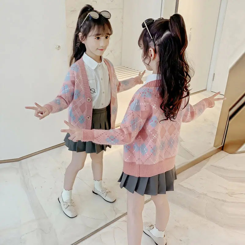 Camisola de tricô de manga cheia infantil, top single-breated, flocking outwear, roupas de bebê meninas, crianças, criança, crianças, 2t, 10 t, 12t, outono, inverno