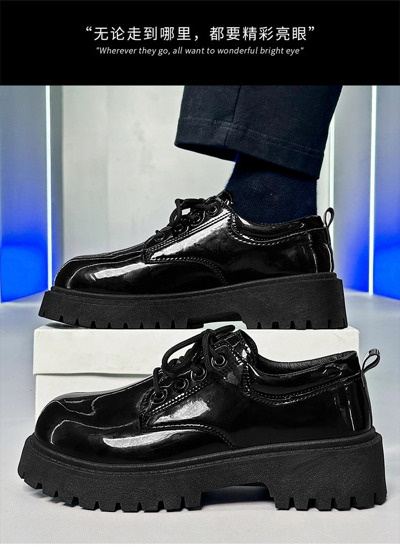 Sapatos de couro casual para casal, sola grossa, antiderrapante, conforto, roupas de trabalho masculinas e femininas, tamanho grande, sapatos com renda, 4ª temporada