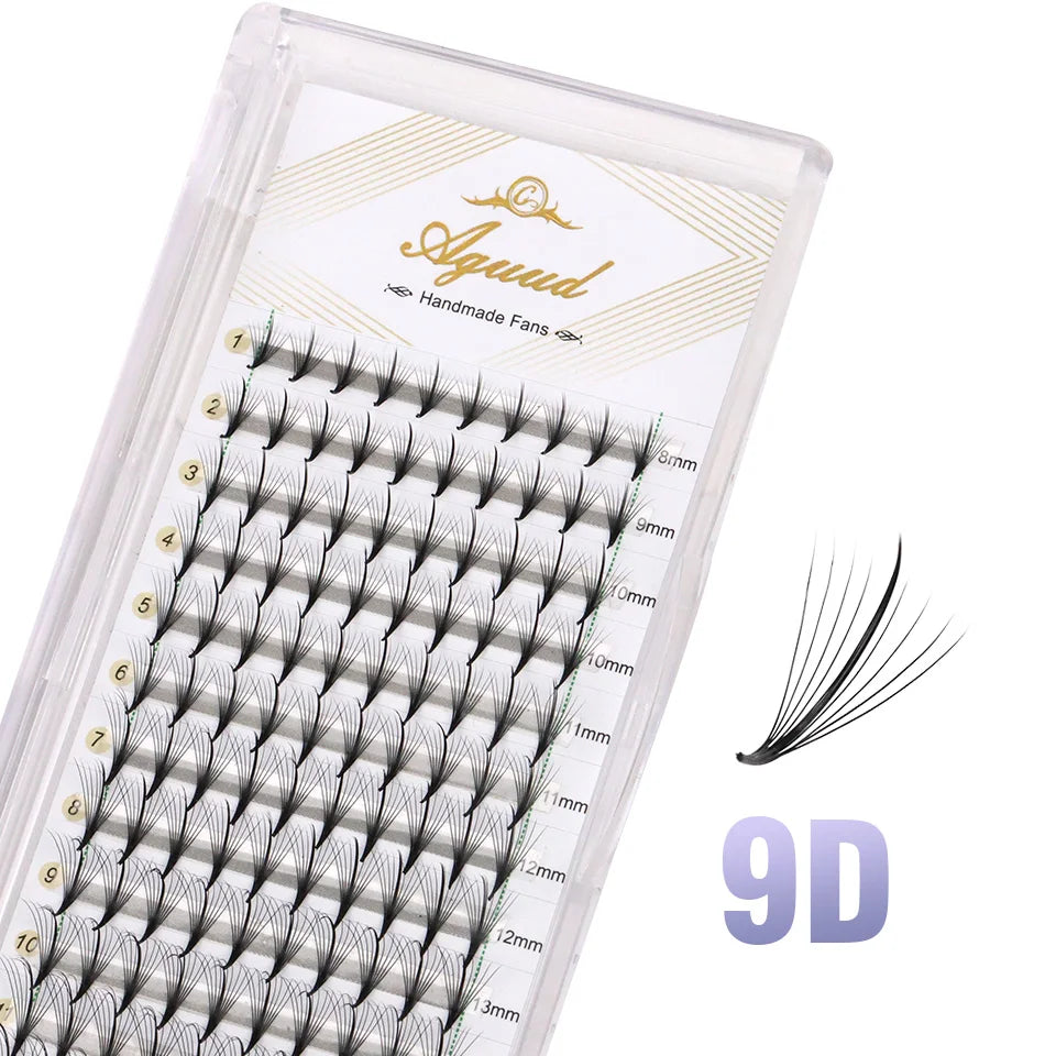 Aguud 3d/5d/7d/9d fino pré-fabricado fãs lash extensão pontiaguda base promade pico fãs cluster cílios volume russo lash extensão