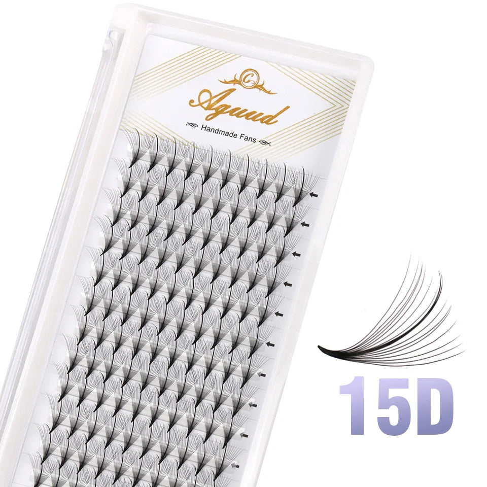 Aguud 3d/5d/7d/9d fino pré-fabricado fãs lash extensão pontiaguda base promade pico fãs cluster cílios volume russo lash extensão