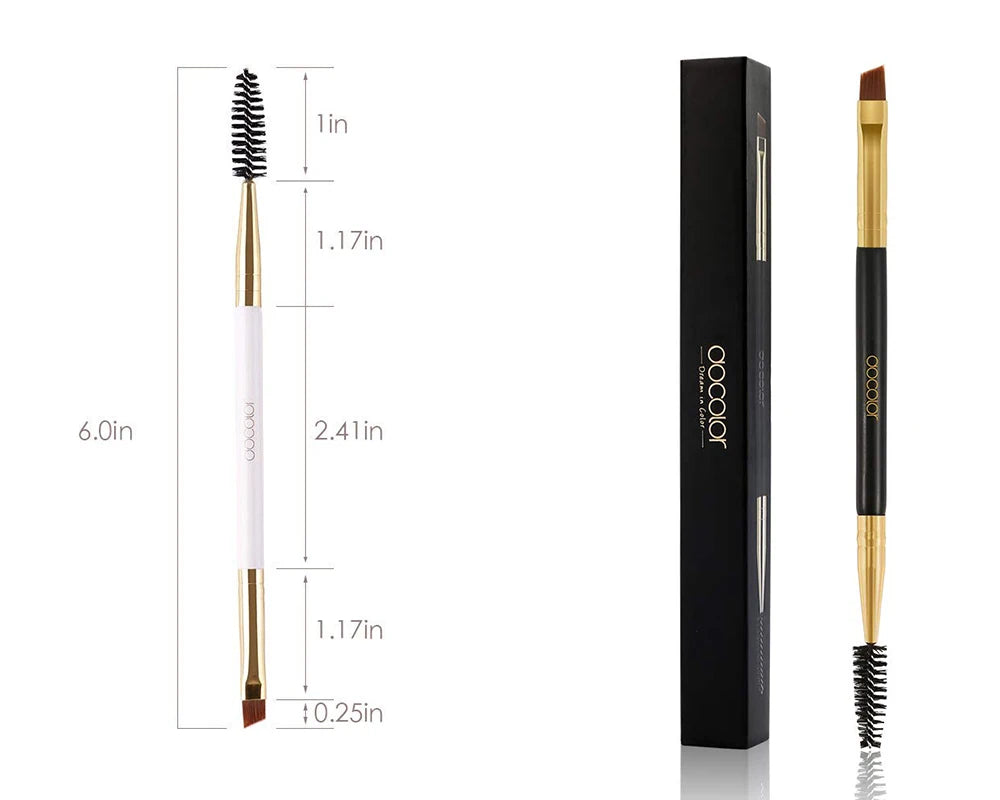 Docolor Pincel Profissional Duplo para Sobrancelhas e Delineador Angular – Design Preciso para Contorno Perfeito e Aplicação Suave – Vegano, Cruelty-Free e Ideal para Maquiagem de Olhos Impecável
