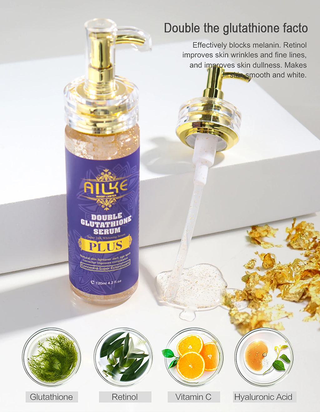 Soro anti-manchas pretas AILKE, essência iluminadora para uma tez uniforme e radiante, reduz sardas, pigmentação, 120 ml