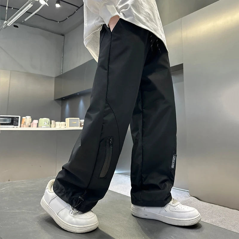 Moda meninos calças de lã outono inverno crianças casuais calças esportivas adolescente à prova de vento calças quentes crianças roupas 4-14 anos
