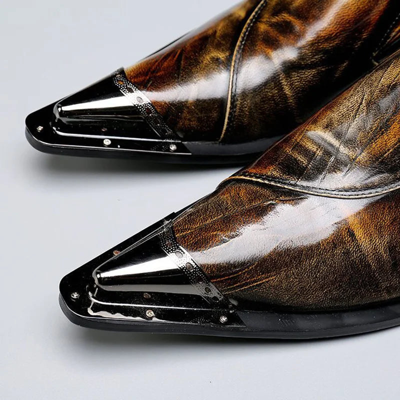 Mocassins britânicos de couro envernizado para homens, sapatos italianos deslizantes, sapatos de vestido marrom, novos, 2024