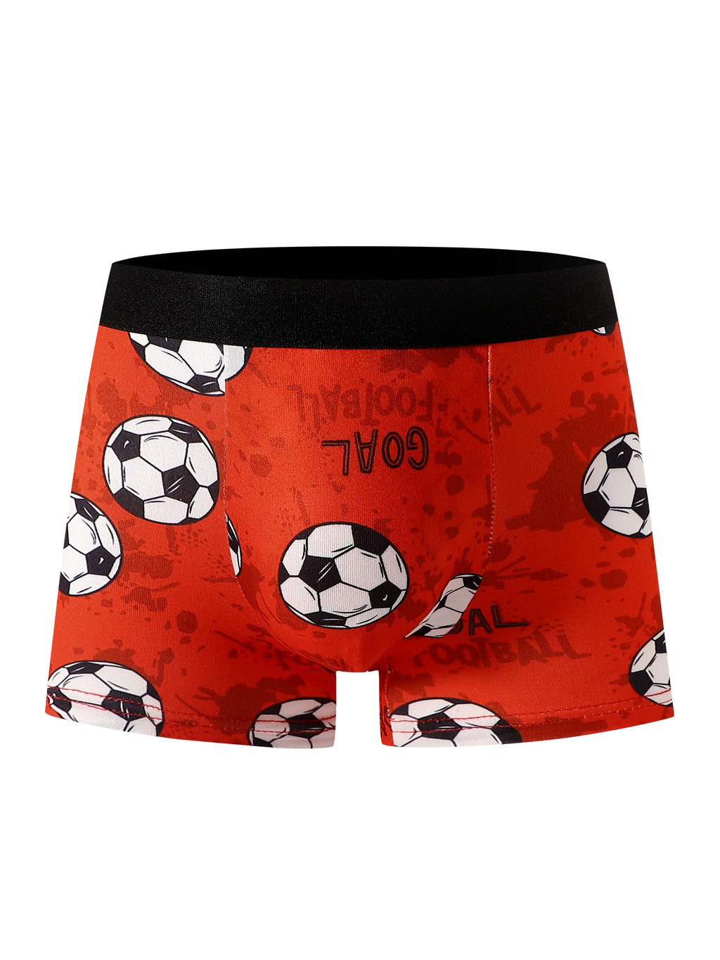 Conjunto Misto de 5 Peças de Cuecas Infantis com Estampa de Futebol, Macio e Confortável, Adequado para Alunos do Ensino Fundamental, Uso Casual em Casa e Esportes, para Crianças de 4 a 8 Anos