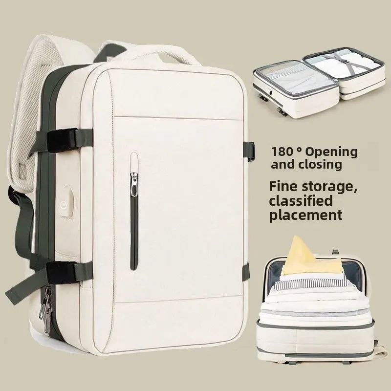Mochila de viagem expansível de grande capacidade, bolsa de ombro dupla para viagens de negócios, montanhismo e transporte de computador