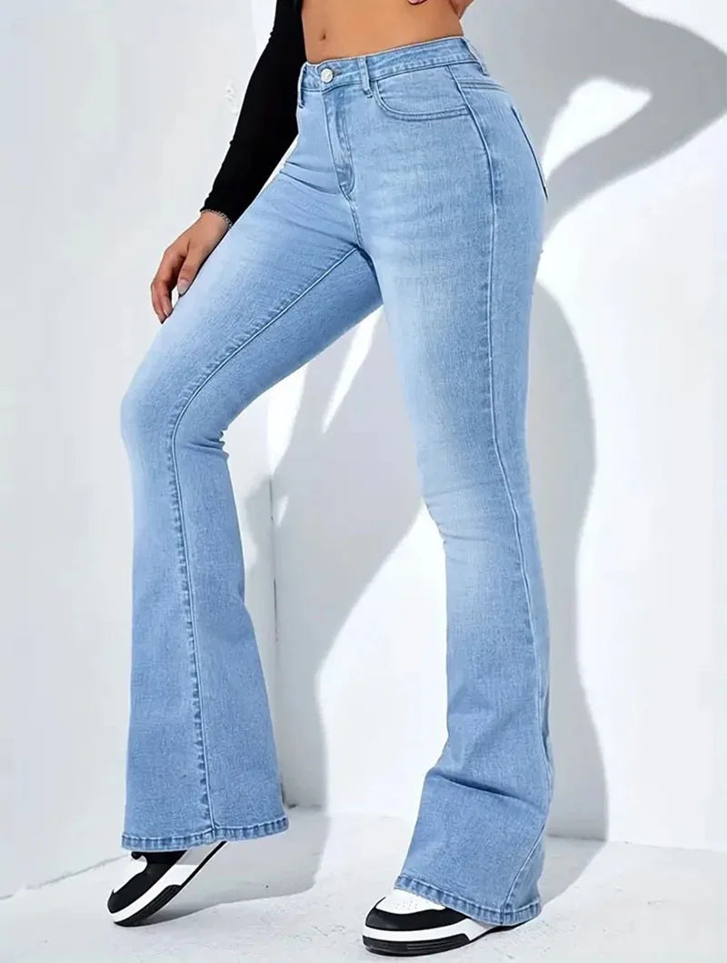 Lucyever calças jeans femininas flare vintage americana streetwear slim y2k punk jeans feminino clássico cintura alta calças largas perna
