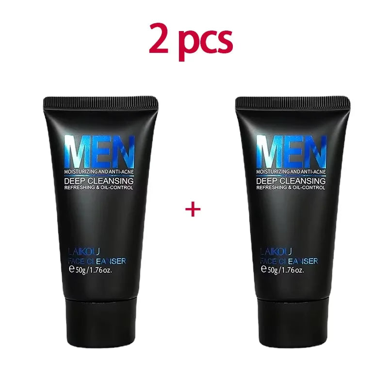 LAIKOU Limpador Facial Masculino 50g Limpeza Profunda Controle de Oleosidade Anti Acne Refrescante Hidratante Para Cuidados com a Pele Masculina