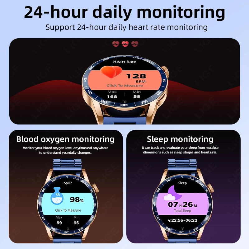 Relógio Inteligente LIGE 2026 com Chamadas de Voz para Homens, Tela HD de 1.38", IP68 à Prova D'água, Relógio Esportivo e Fitness, Novo Smartwatch para Homens e Mulheres, Compatível com Android e iOS
