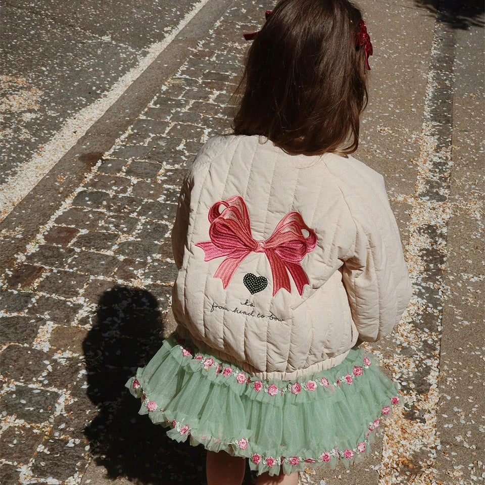 Novo 2025 ks meninas dos desenhos animados algodão velo casacos de inverno da criança meninos jaqueta de lã de cordeiro crianças casaco bordado crianças outwear roupas