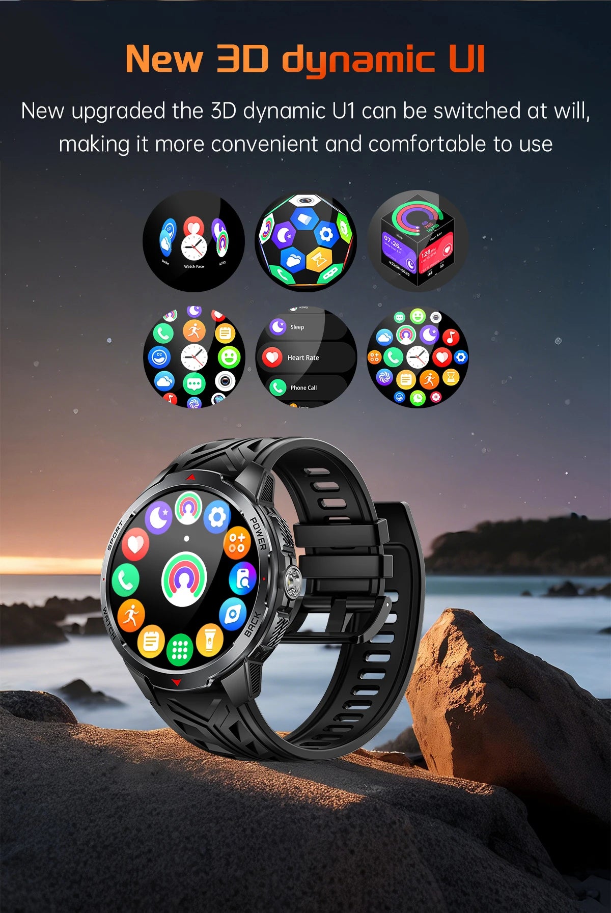 Relógios Inteligentes LIGE Novos com Bateria de 1100mAh para Homens, Esportes ao Ar Livre, Lanterna LED, Bússola, Relógio Inteligente Masculino com Chamada Bluetooth