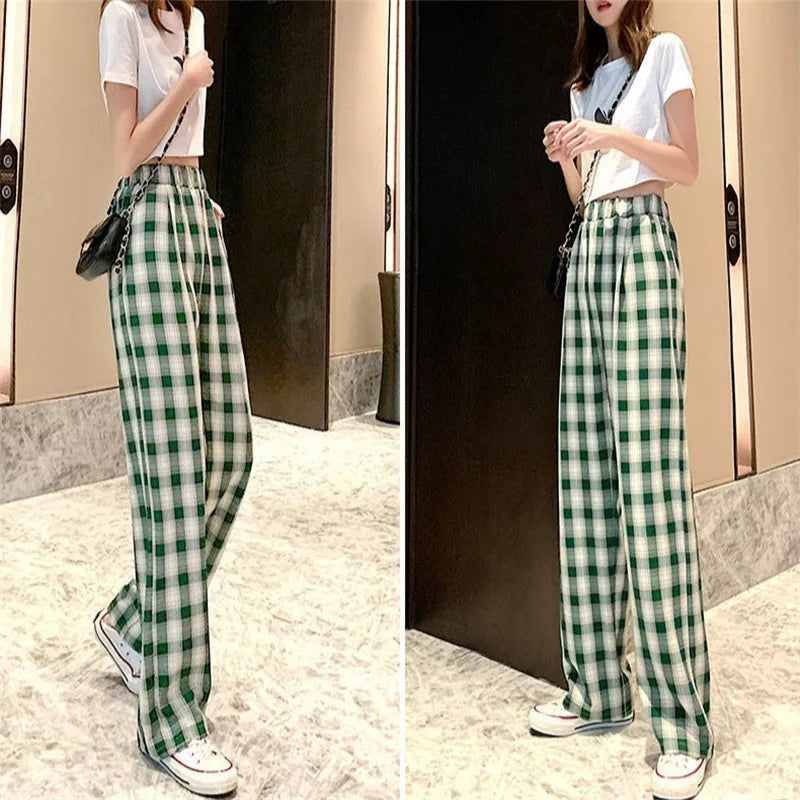 Moda casual verificado vermelho tartan calças de pijama macio e confortável cintura elástica nova feminina xadrez pijamas casa lounge pa