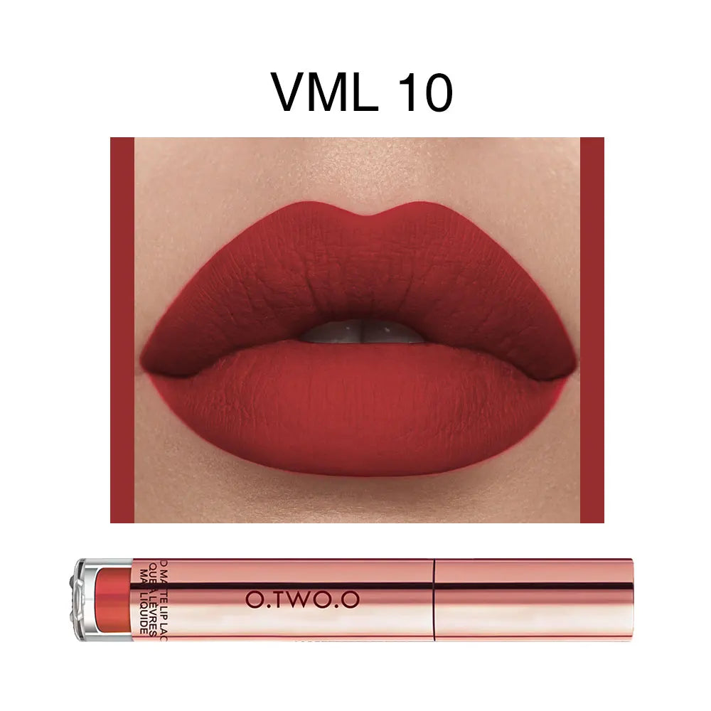 O.TWO.O 12 cores de alta qualidade veludo batom fosco lábios de longa duração maquiagem à prova d'água fácil de usar brilho labial líquido fosco