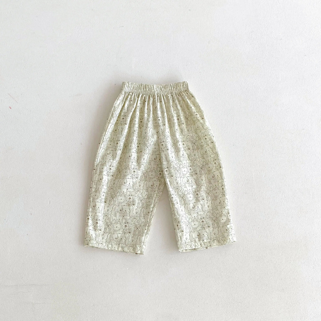2024 novas crianças calças xadrez impresso dos desenhos animados moda bebê meninas meninos solto casual harem calças crianças roupas de verão