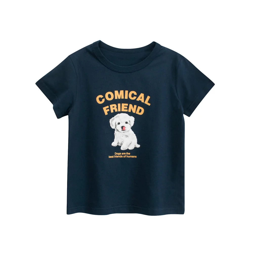 2025 crianças dos desenhos animados camisetas roupas bonitos para menino 100% algodão carro tubarão dinossauro crianças meninas manga curta casual esporte topo t