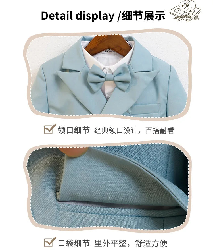 Meninos primavera outono terno jaqueta crianças festa blazers fraque topo crianças vestido formal casamento smoking desempenho casaco de manhã