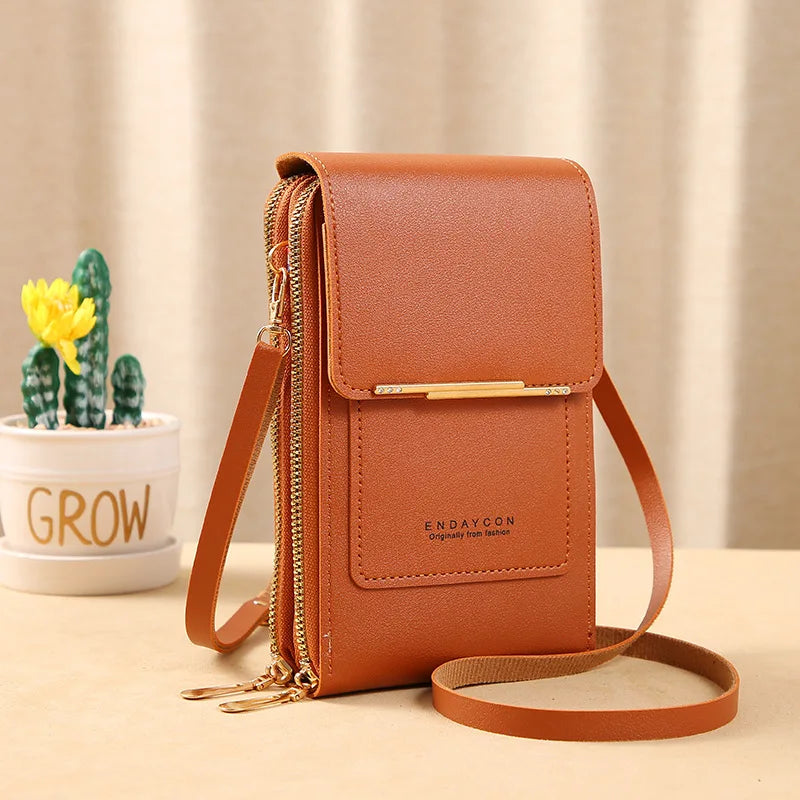 PU Leather Touch Screen Shoulder Bag para Mulheres, Feminino Crossbody Bolsas, Bolsa de telefone Bolsa de mão de grande capacidade, Drop Shipping, Novo