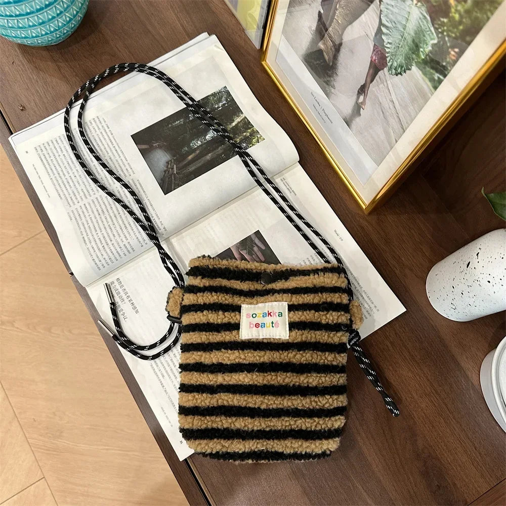 Novo ponto de pelúcia crossbody sacos para mulheres bonito rosa bolsa de ombro bolsas bolsa de telefone portátil