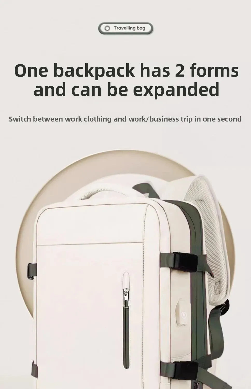 Mochila de viagem expansível de grande capacidade, bolsa de ombro dupla para viagens de negócios, montanhismo e transporte de computador