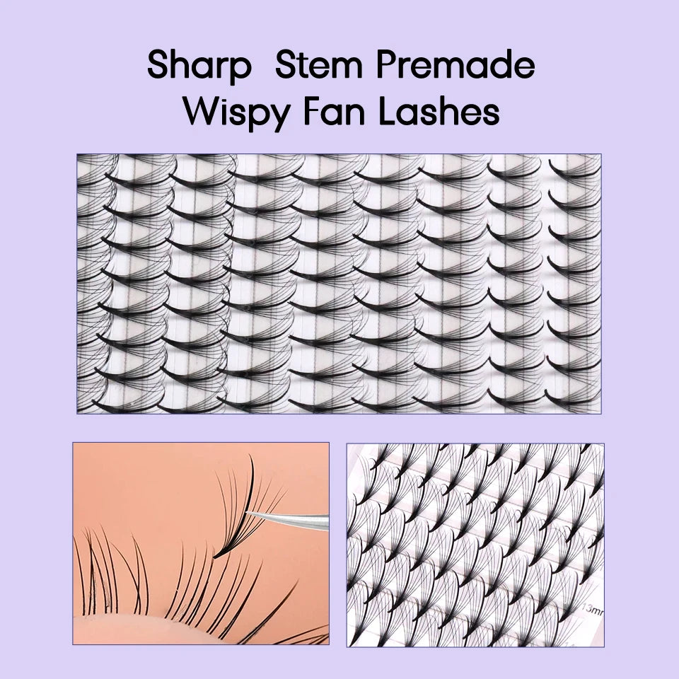 Aguud 3d/5d/7d/9d fino pré-fabricado fãs lash extensão pontiaguda base promade pico fãs cluster cílios volume russo lash extensão