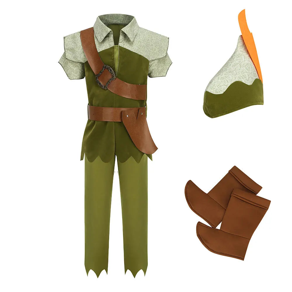 Peter pan cosplay traje de halloween festa das crianças verde elfo roupas natal presente das crianças palco jogar desempenho traje