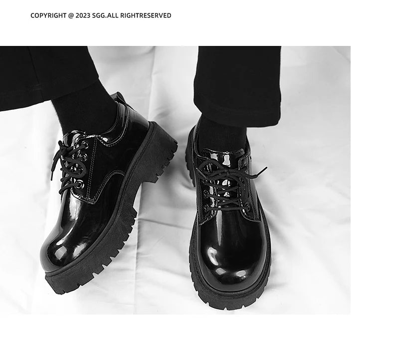 Sapatos de couro casual para casal, sola grossa, antiderrapante, conforto, roupas de trabalho masculinas e femininas, tamanho grande, sapatos com renda, 4ª temporada