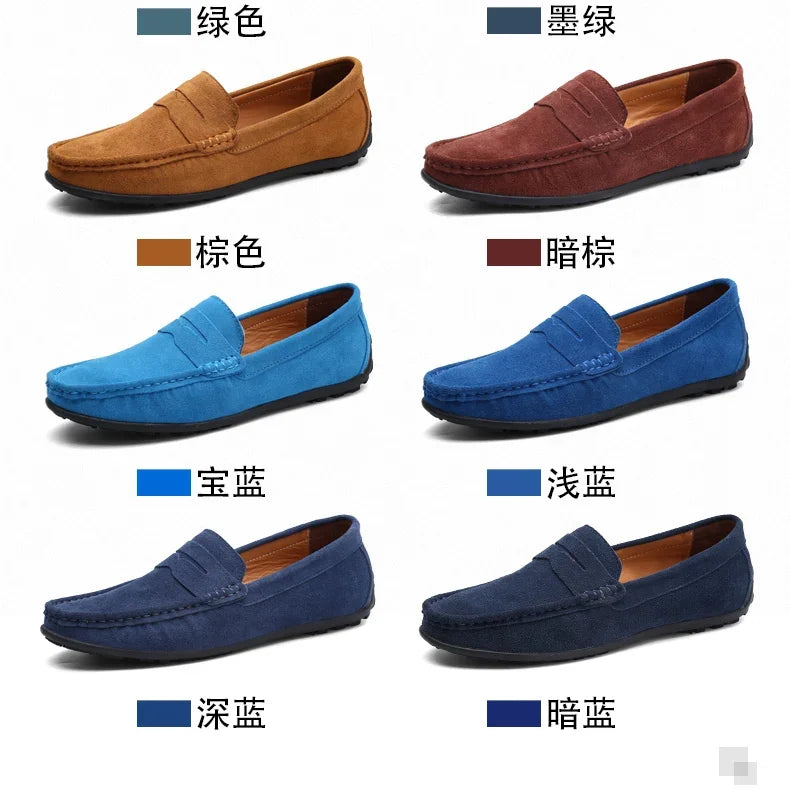 Couro do plutônio camurça de vaca sapatos masculinos marca luxo casual formal mocassins calçados preto masculino sapatos de condução hombres