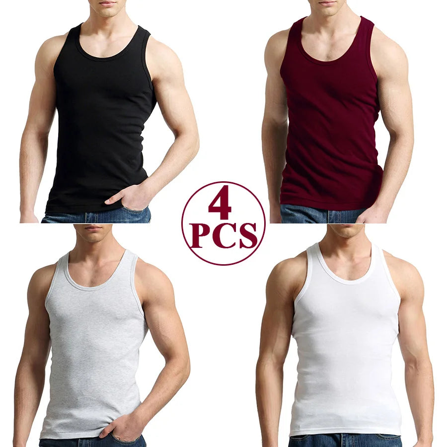 Regatas masculinas 100% algodão sólido colete masculino respirável sem mangas topos fino casual ginásio correndo confortável camiseta presente dos homens