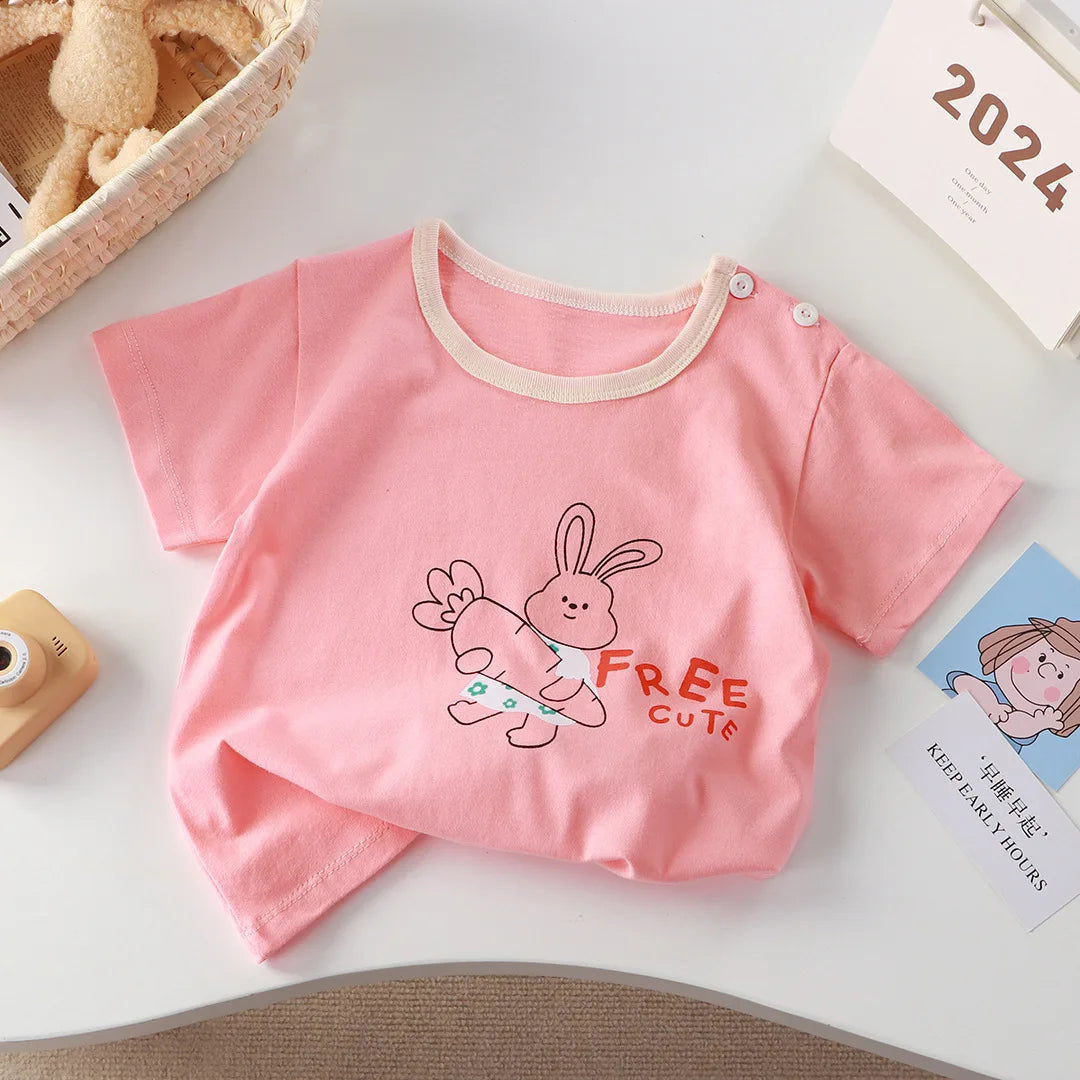 2-6y nova camiseta dos desenhos animados de algodão puro meninas de manga curta verão meia manga topos meninos topos crianças camisetas roupas