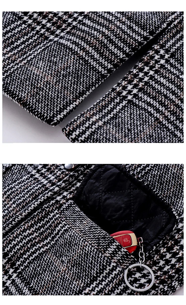 Meninas houndstooth inverno casaco de lã quente adolescente crianças fotografia casaco de lã escola crianças à prova de vento jaqueta ao ar livre 4-13y