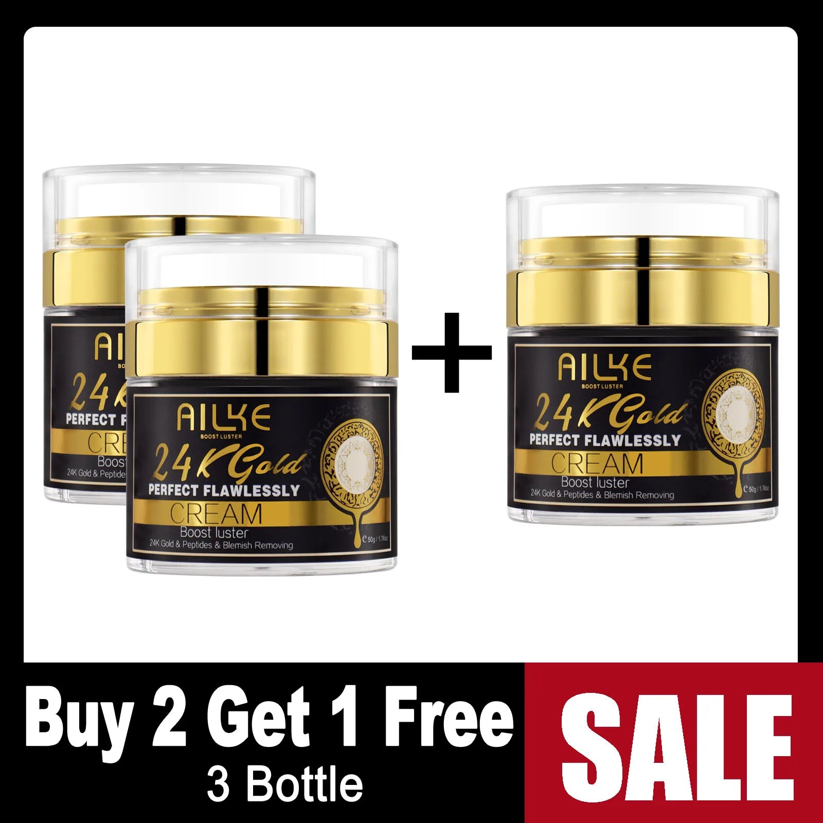 AILKE 24K Glod Alcance de cuidados com a pele impecável, clareador de pele, reduz manchas escuras, melanina, rugas, hidratação, para mulheres e homens
