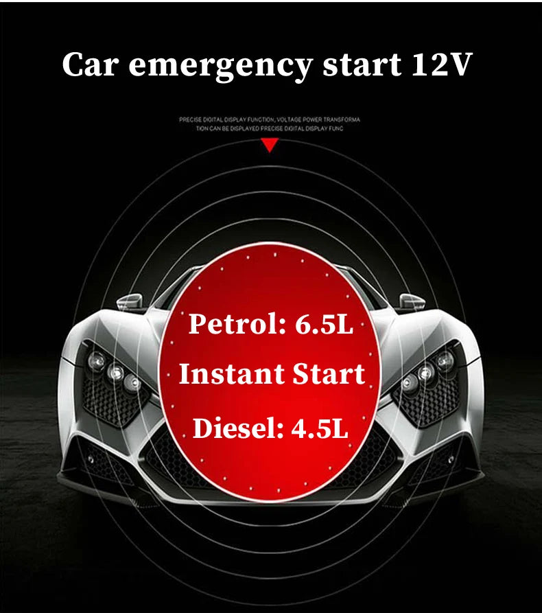 GKFLY 4000A/8000A Iniciador de Carro 12V, Banco de Energia Portátil, Dispositivo de Partida, Auxiliar de Bateria para Carros a Gasolina/Diesel 5L/3L