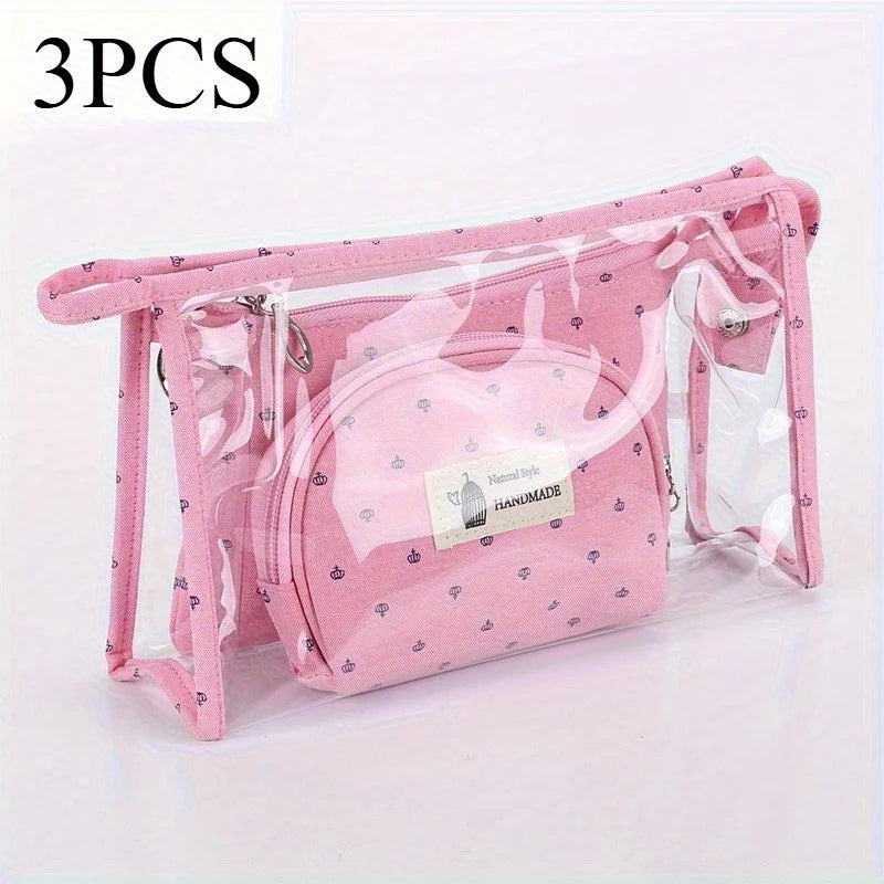 Conjunto de bolsa de maquiagem transparente, simples e conveniente para viagem