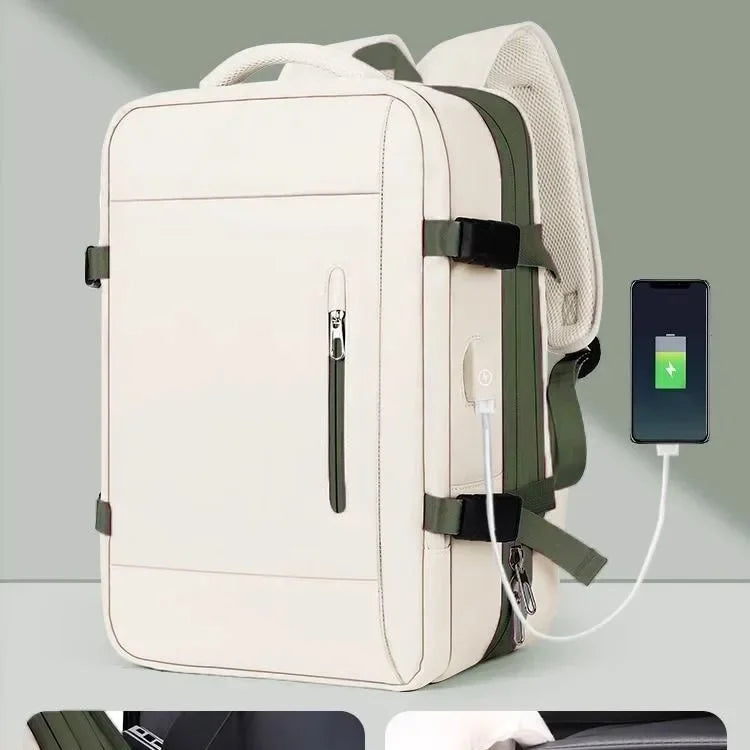 Mochila de viagem expansível de grande capacidade, bolsa de ombro dupla para viagens de negócios, montanhismo e transporte de computador