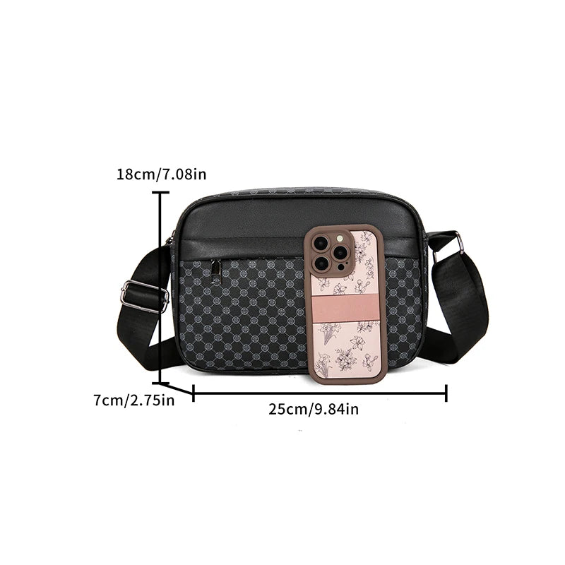 Bolsas de Ombro Casuais e Leves para Homens, Bolsa Mensageiro de Couro PU Macio, Bolsa Transversal Confortável com Alça Larga