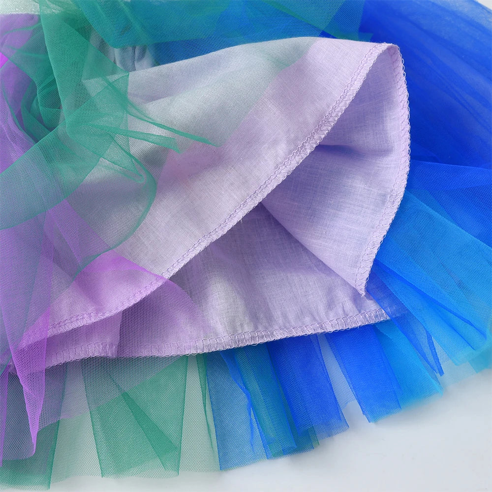 Dxton bebê meninas dança tutu saia colorida chiffon emenda crianças dancewear petiskirt tule criança mini saia roupas usar
