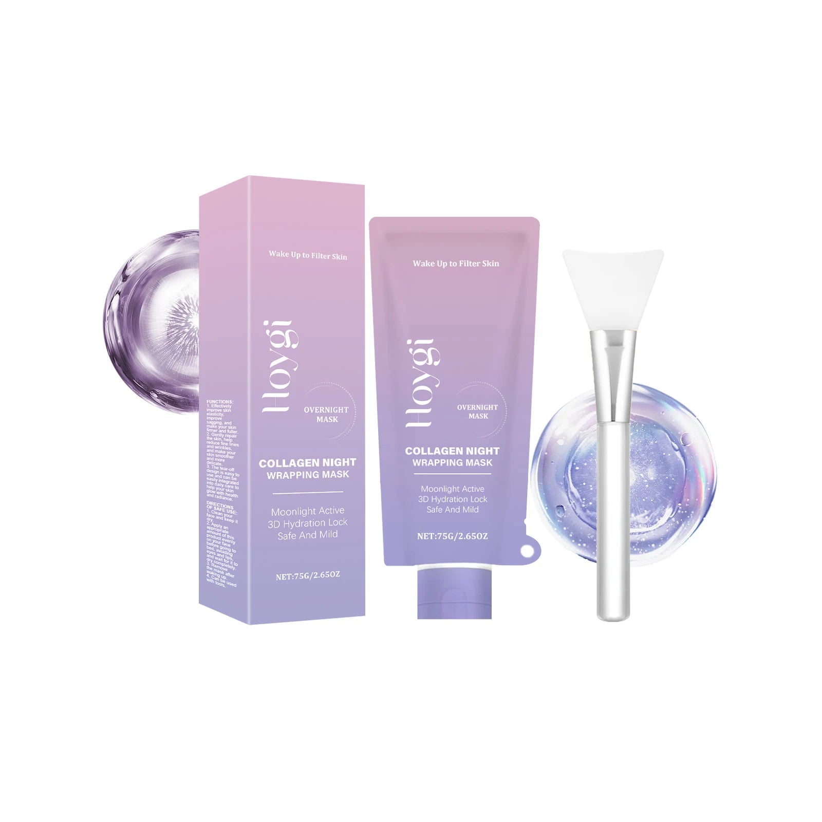 Máscara Facial Coreana de Colágeno Peel Off, Brilho Instantâneo e Pele de Vidro, Limpeza de Poros e Firmadora, Suaviza Linhas Finas e Remove Impurezas