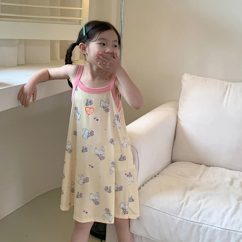 Verão menina camisola crianças vestidos de pijama pijamas para meninas criança noite vestido crianças pijamas 2 a 4 6 8 10 11 12 13 14 anos