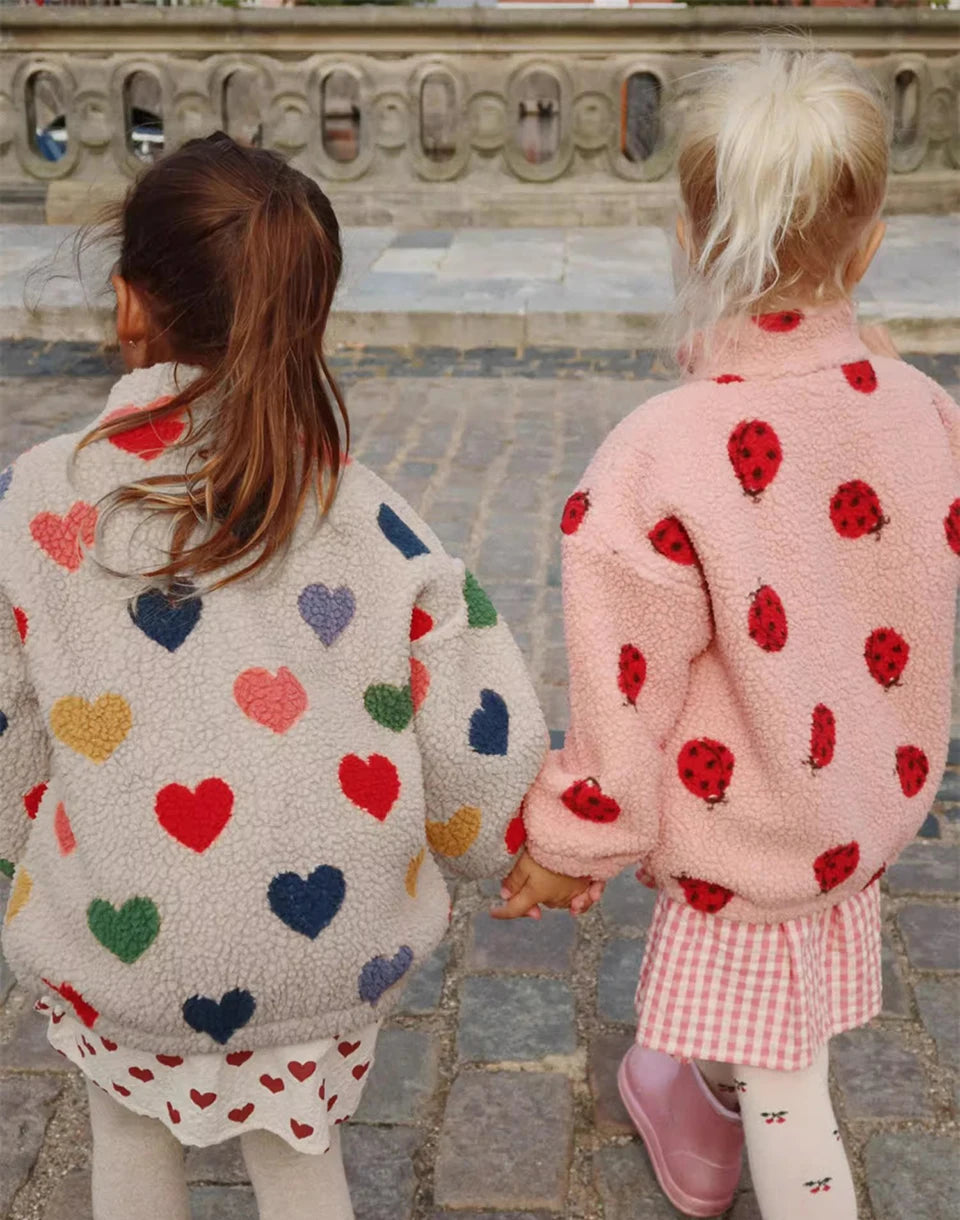 2024 inverno ks crianças algodão lã de cordeiro quente outerwear roupas meninas impressão casacos do bebê meninos mais jaquetas de lã crianças roupas